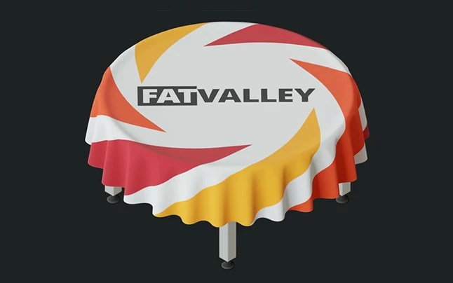Grafische Darstellung eines Drehtellers mit Fat Valley Logo
